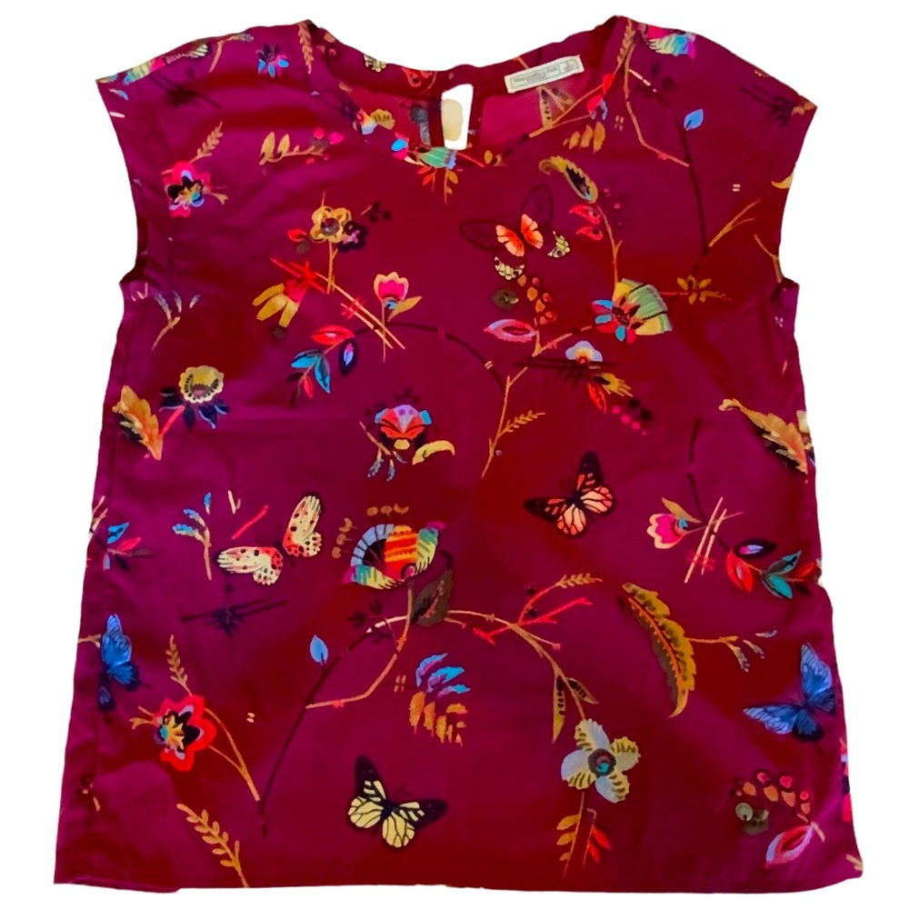 Abercrombie & Fitch Essentials Top Red Flowe Detailed Sleeveless Blouse Size S